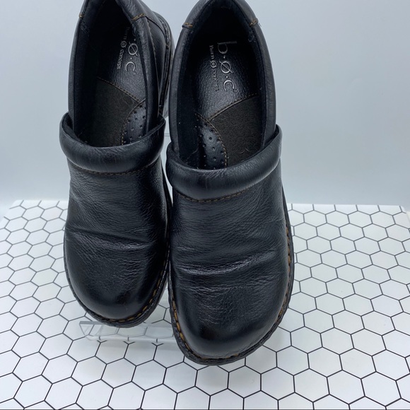Born B.O.C. Black Leather Slide On Clogs/Mules - Picture 2 of 5
